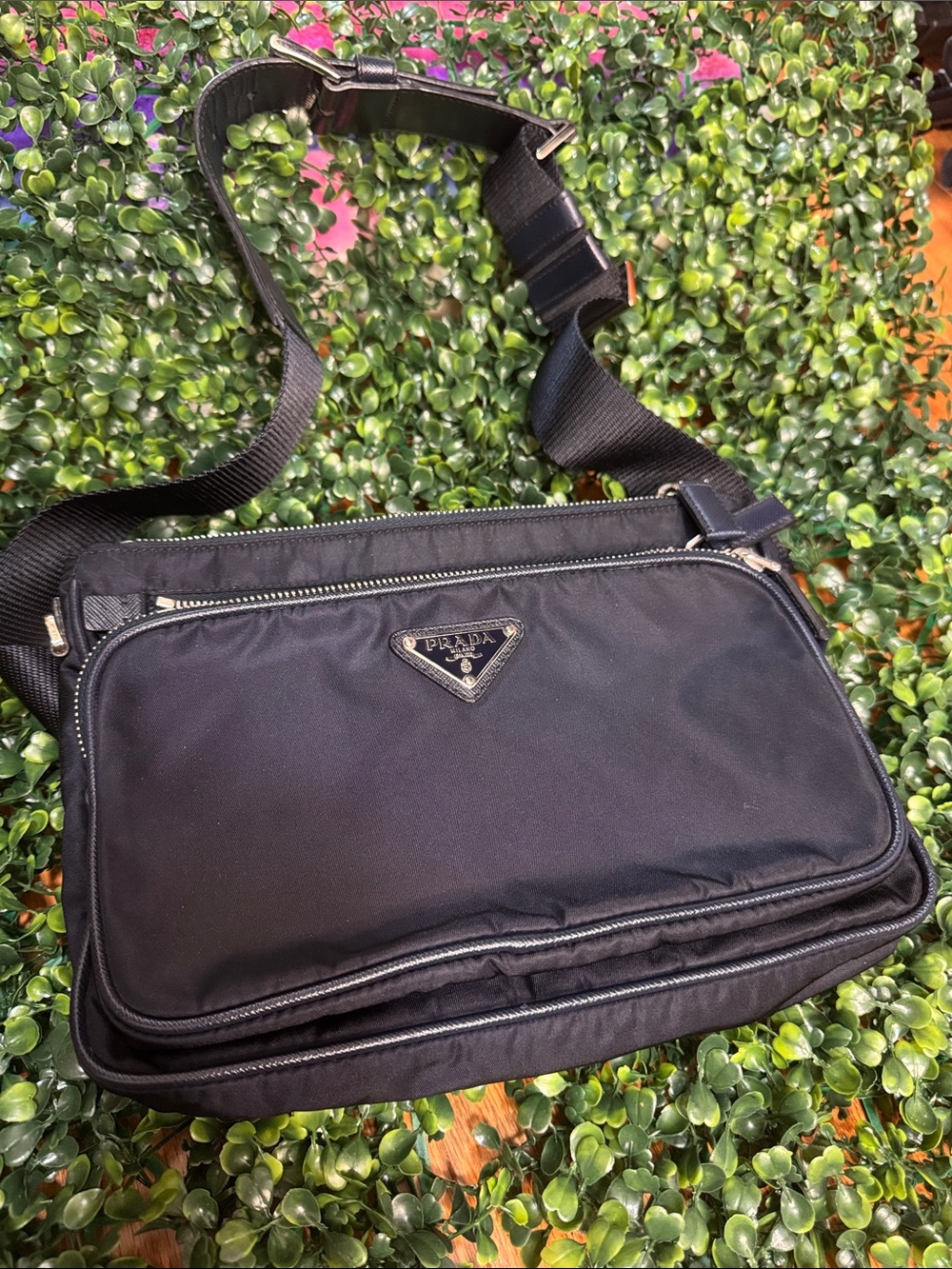 Prada Black Nylon Messenger Crossbody Bag